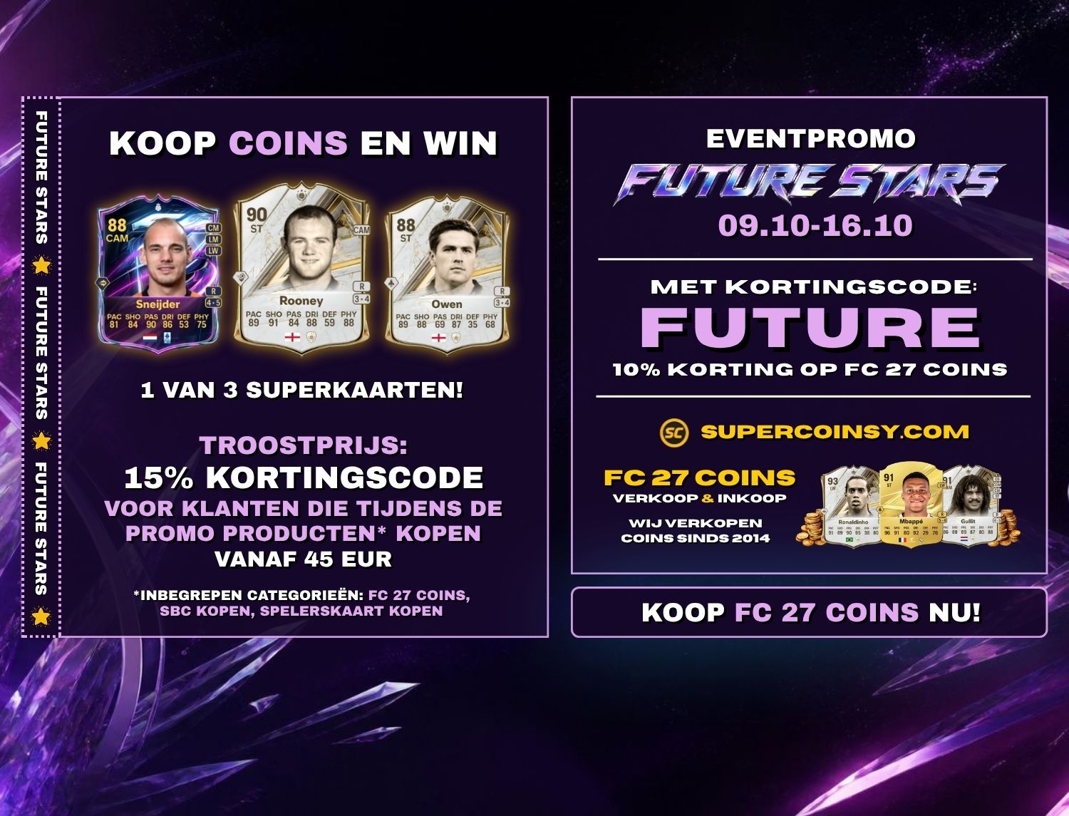 FUTURE STARS Actie: FC 27 Coins -10% korting & kaarten te winnen