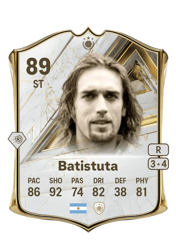 Gabriel Batistuta (Base Icon, OVR 89, ST) - PS4, PS5, XSX, XSS, XOne