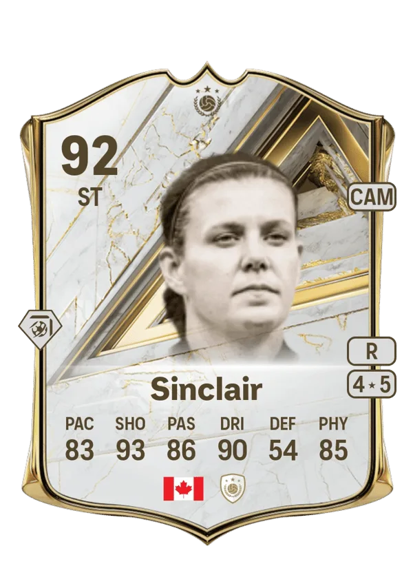 Christine Sinclair (Base Icon, OVR 92, ST) - PS4, PS5, XSX, XSS, XOne