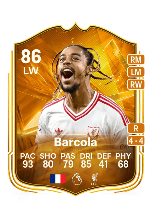 Bradley Barcola (Star Performer, OVR 86, LW) - PS4, PS5, XSX, XSS, XOne