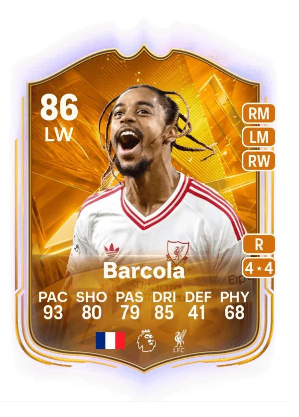 Bradley Barcola (Star Performer, OVR 86, LW) - PS4, PS5, XSX, XSS, XOne