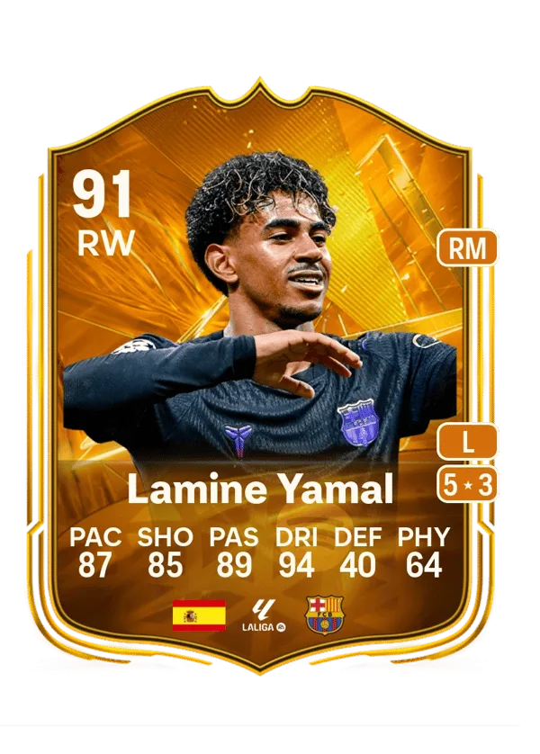 Lamine Yamal (Star Performer, OVR 91, RW) - PS4, PS5, XSX, XSS, XOne