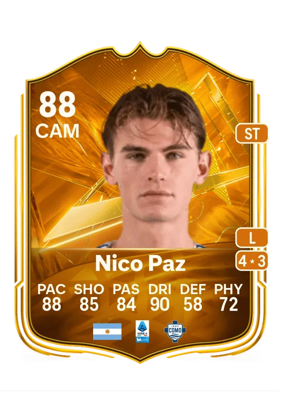 Nico Paz (Star Performer, OVR 88, CAM) - PS4, PS5, XSX, XSS, XOne